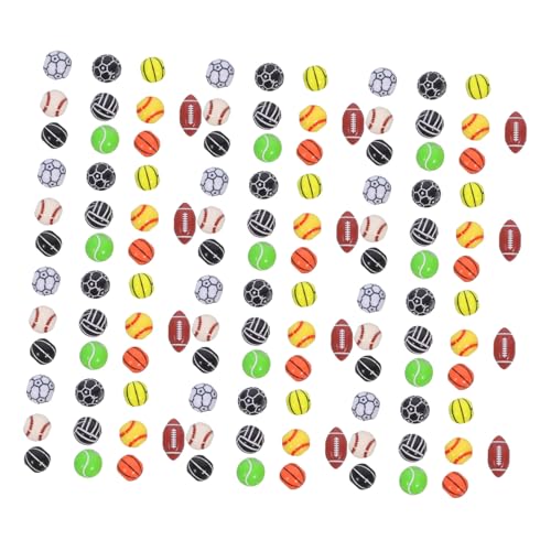 Tofficu 300 Stück Teiliges Sportperlen Leichtem Acryl mit Großen Löchern Geeignet für Diy-schmuck und Schlüsselanhänger Inklusive Basketball- Fußball- Volleyball American-football-motiven von Tofficu