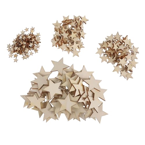 Tofficu 300 Stück Teiliges Sternförmiges Unbehandelte Holzteile zum Basteln DIY Blanko Holzstücke für Dekoration Malerei Geschenk Anhänger Handwerk von Tofficu