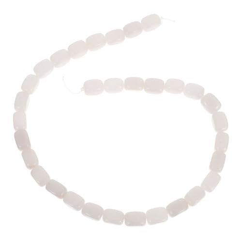 Tofficu 33 Stück Natursteinschmuck rechteckige Perlen unregelmäßige Steinperle gebohrte Perlen Säulenperlen Halskettenperlen für Armbänder Weiß von Tofficu