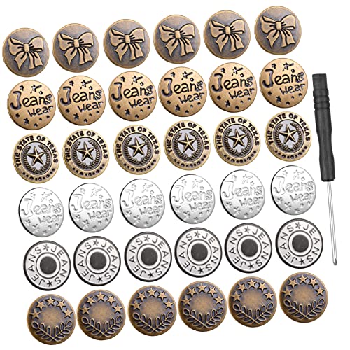 Tofficu 36er Set Jeansknöpfe Ersatzknöpfe No Sew Mit Schraubendreher 6 Verschiedene Designs Für Jeans Hosen Und Kleidung Praktische Bekleidungszubehörteile Zum Einfachen Tofficu 36er Set Jeansknöpfe Ersatzknöpfe No Sew Mit Schraubendreher 6 Verschiedene Designs Für Jeans Hosen Und Kleidung Praktische Bekleidungszubehörteile Zum Einfachen von Tofficu