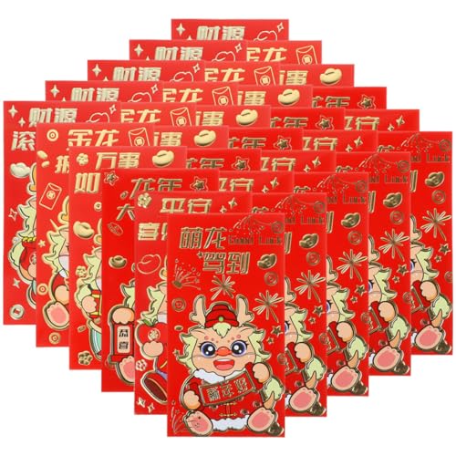 Tofficu 36 Stück Neujahrsdekoration Jahr Begünstigt Neujahrsumschläge China Jahr Dekorationen Geld Rotes Paket Festival Plüsch Jahr-banner Drachenverzierung Papier von Tofficu