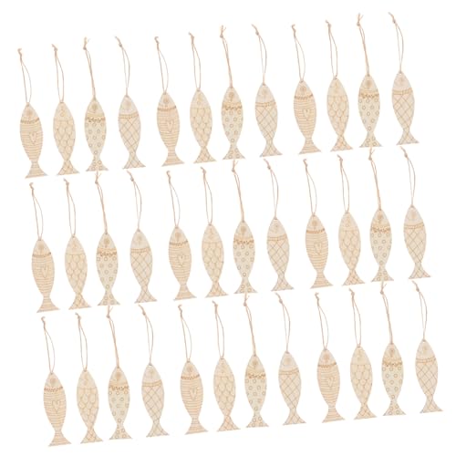 Tofficu 36 Stück Unbehandelte Fischförmige Dekorationen mit Löchern und Hanfseilen für Diy Bastelprojekte für Shower Hochzeiten Geburtstage und Partys von Tofficu