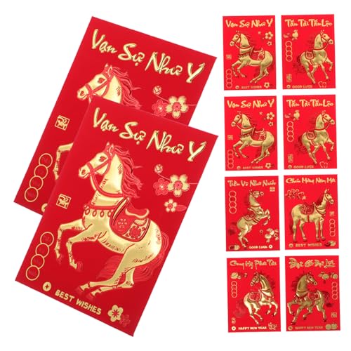 Tofficu 360 Stück Jahr Des Pferdes Rote Umschläge Kreative Vietnamesische Neujahrs-geldbeutel Langlebige Hong Bao Glückliche Geldumschläge für Hochzeit und Festlichkeiten von Tofficu