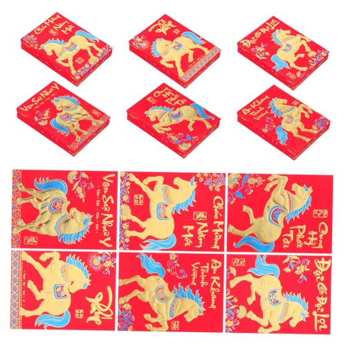 Tofficu 360 Stück Jahr Des Pferdes Rote Umschläge für Neujahr Vietnamesisches Frühlingsfest Geldumschläge Traditionelle Hongbao Geldgeschenk für Festliche Anlässe von Tofficu
