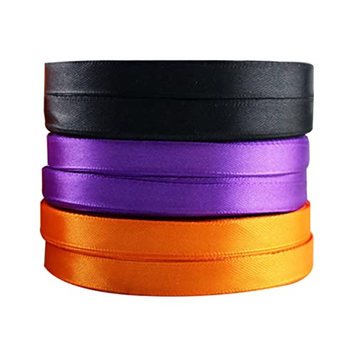 Tofficu 3Stücke Seidenband Schwarz Orange Und Lila Hochwertige Geschenkband Verpackungsbänder Für Halloween DIY Dekoration Yards Pro von Tofficu