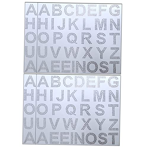 Tofficu 4 Blätter Brief Diamond Aufkleber Edelstein-Aufkleber Alphabet-Aufkleber Glitzer Edelsteine nähen Klebstoff Strass-Buchstabenaufkleber Strassbuchstaben zum aufbügeln Acryl Weiß von Tofficu