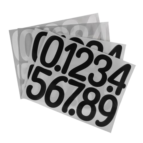 Tofficu 4 Blätter Große Selbstklebende Zahlen Aufkleber Kontrastreich Wetterfeste Vinyl Klebezahlen für Mülltonnen Briefkästen Hausnummernschilder Einfache Anbringung Langlebig und Lesbar von Tofficu