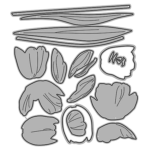 Tofficu 4 Blätter Stanzform Tulpenmotiv Schneideform für Diy Scrapbooking für Kartenherstellung und Albumdekoration Einfach zu Verwenden und Bastelideen Umsetzen von Tofficu