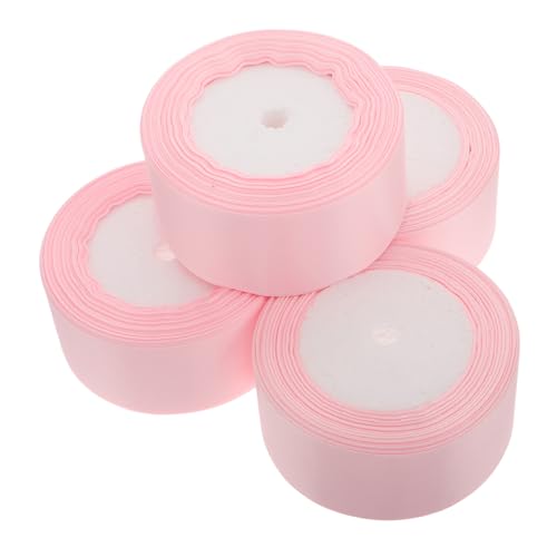 Tofficu 4 Rollen Blumen Geschenkband Verpackungsband Weihnachtsband Bänder Für Handwerk Satinband Zum Geburtstag Hochzeitsband Wickelband Haarklammerband Vintage -band Polyester Rosa von Tofficu