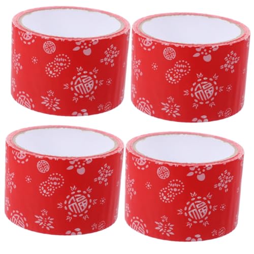 Tofficu 4 Rollen Geschenkband Vintage-Packband DIY Packbänder farbiges Band Verpackung hochzeitsdeko Vintage-Packbänder Packband Vintage Haftklebstoff auf Wasserbasis rot von Tofficu