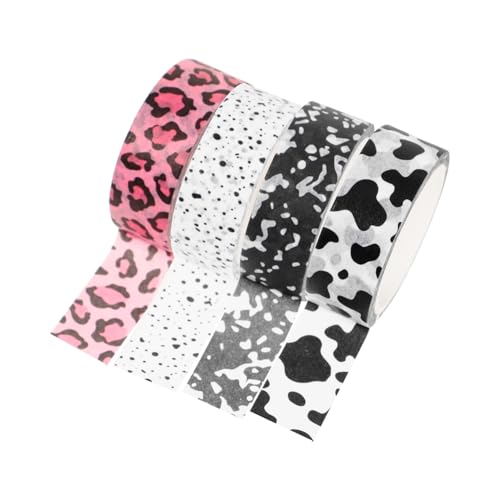 Tofficu 4 Rollen Klebeband Mit Kuhmuster Sammelalbum Liefert Kawaii Washi-klebeband Dekorative Bänder Für Sammelalben Scrapbook- Selbstklebende Diy-klebebänder Tagebuchband Papier von Tofficu