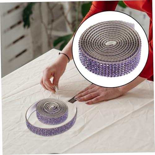 Tofficu 4 Rollen Selbstklebende Strassapplikationen für Brautgürtel Breit Langlebige Dekoration für Hochzeitskleider DIY Taillengürtel Schmuck Changierende Lila Farbe von Tofficu