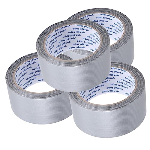 Tofficu 4 Rollen Wasserdichtes Gewebeband dickes klebeband teppichklebeband Klebebänder Band schwere Bad farbiges Klebeband schwarzes klebeband für teppich Polyethylen und Gazefaser Grey von Tofficu