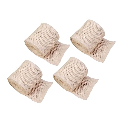 Tofficu 4 Rollen Weihnachtsdekorationsstoffrolle dekoration weihnachten weichnachtsdekoration dekoring weihnachten für Ripsband dekoratives Band Geschenkband verpacken Leinen- Beige von Tofficu