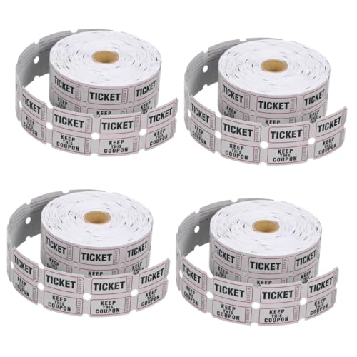 Tofficu 4 Rollen coupon gutscheinheft verlosen Ticket Etikett Eintrittskarte für Veranstaltungen Eintrittskarten für den Unterricht beschichtetes Papier Light Grey von Tofficu