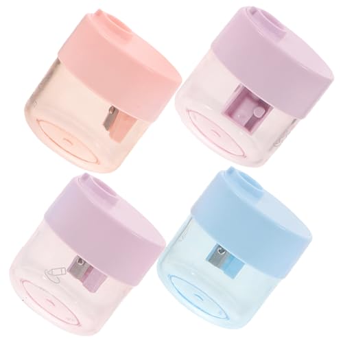 Tofficu 4 STÜCKE Transparente Manuelle Bleistiftspitzer für Tragbare Pencil Cutters aus Hochwertigem und Edelstahl Leicht und Praktisch für Schule Schüler und Junge Zufällige Farbe von Tofficu