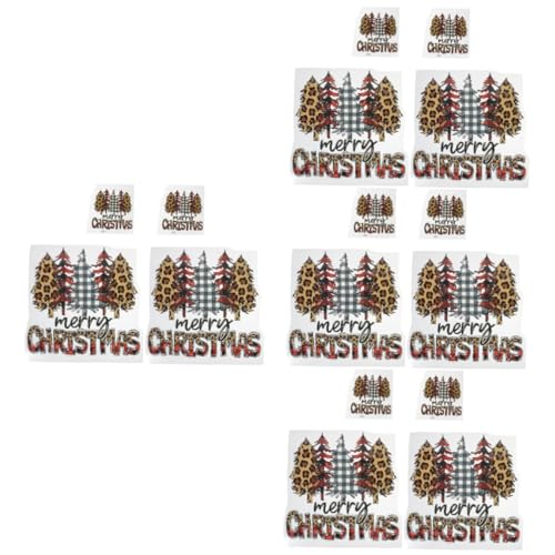 Tofficu 4 Sätze Leopardenmuster Weihnachtsbaum Wärmeübertragung T Shirt Kleidung Gepäck Kissenbezug High Definition Wärmeübertragung Gonk Wärmeübertragungsaufkleber 4 Stück * 4 von Tofficu