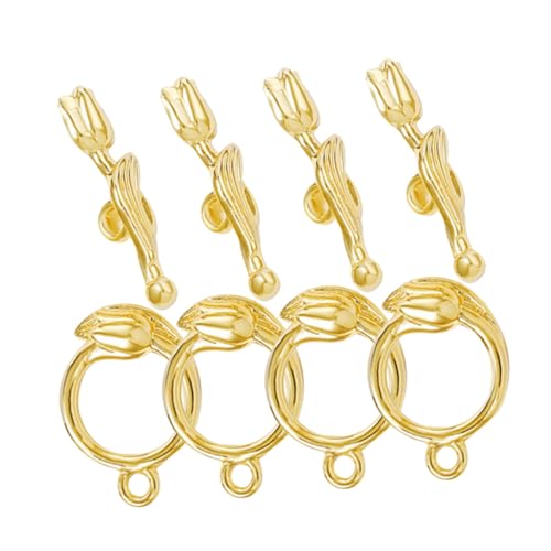 Tofficu 4 Sätze Rosenknopf Stifte Ringe Bausatz Haken Kette Knebelverschlüsse Für Die Schmuckherstellung Schmuckverschlüsse Und Verschlüsse Verbindungsschnallen Für Schmuck Golden Kupfer von Tofficu