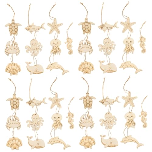Tofficu 4 Sätze Unfertige Holzspäne Treibholz Qualle Groß Thematisiert Diy-graffiti-scheiben Holzschmuck Für Das Kunsthandwerk Holzbretter Hanfseil Beige 60 Stück * 4 von Tofficu