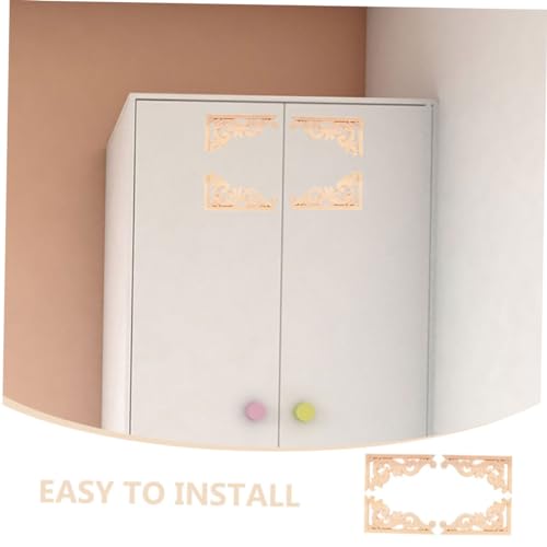 Tofficu 4 Stck. Holzapplikationen Holzschnitzerei Onlays Möbel Eckverzierung Europäischer Stil Blumenmuster für Schrank Tür Garderobe Langlebig und Einfach zu Montieren von Tofficu