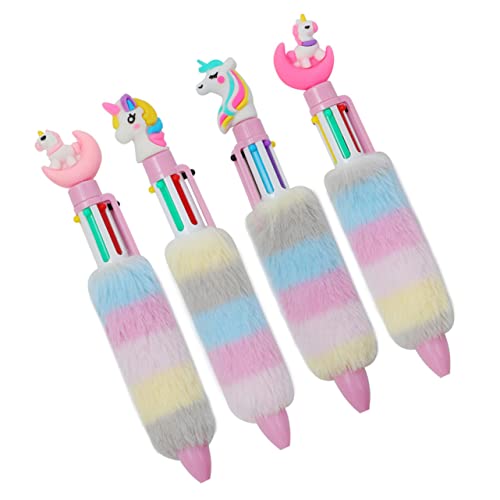 Tofficu 4 Stück Einhorn Kugelschreiber Punkt Süße Stifte Multicolor -stifte Mehrere Farbstifte Mehrfarbige Stifte Für Puffy-stifte Für Mädchen Lustige Stifte Plastik von Tofficu