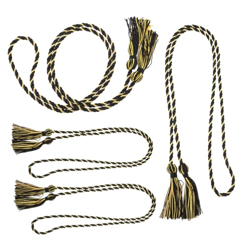Tofficu 4 Stück Graduation Honor Cord Polyester Geflochten Schwarze und Goldene Abschluss Ehrenseile Leichte Langlebige Dekoration für Bachelor und Doktorabschlusskleider von Tofficu