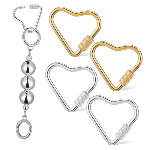 Tofficu 4 Stück Halskette Zubehör Lanyard Clips klein geformt schmuck karabiner schmuckherstellung zubehör schlüsselanhänger schlüsselhalter Kettenglieder Kletterkarabiner Rostfreier Stahl von Tofficu
