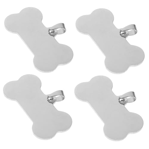Tofficu 4 Stück Hundemarken Knochenform Gravur Bleche für Diy Haustier Id Anhänger Geeignet für Hunde und Katzen Personalisierbar und Elegant von Tofficu