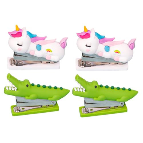 Tofficu 4 Stück Kawaii Mini heftgerät Niedlich Handlich Tragbar für Büro Kreativer Cartoon Hefter Kraftsparend für Schule und Schreibtisch Praktische Kleine Hefter mit Einhorn und von Tofficu