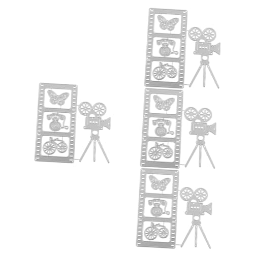 Tofficu 4 Stück Kreativer Kamerastempel Herstellung Scrapbooking-Stanzlinge Schrottbuch bastelmaterial prägeform Stanzformen für zu Hause handwerk schneiden sterben Kohlenstoffstahl Silver von Tofficu