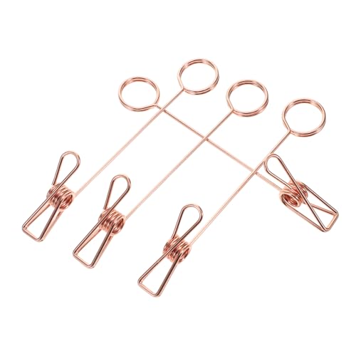 Tofficu 4 Stück Metall Doppelkopf Clip für Fotos Notizen und Platzkartenhalter Robuster und Vielseitiger Halter für Tischnummern und Memo Notizen Roségold von Tofficu