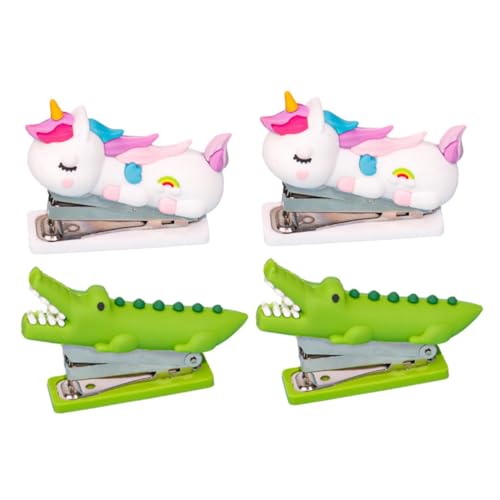 Tofficu 4 Stück Mini Stapler mit Tierdesign Tragbare Cartoon Heftgeräte für Schreibtisch für Schüler und Bürobedarf Kreativer Platzsparender und Funktionaler Handhefter von Tofficu