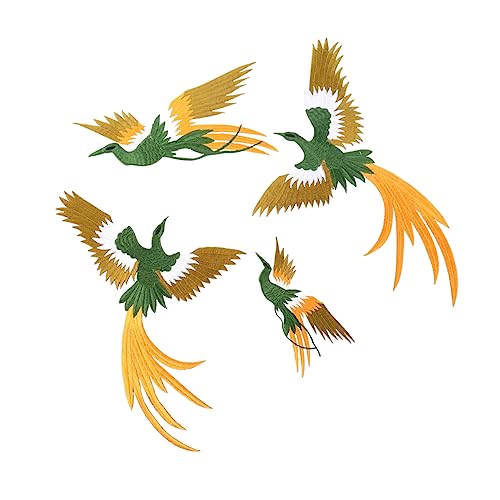 Tofficu 4 Stück Phoenix Vögel Patches Handgemachte Stickerei Aufnäher für DIY Kleidung Applikationen Dekoration Grün für Kreative Designs und Reparaturen von Tofficu