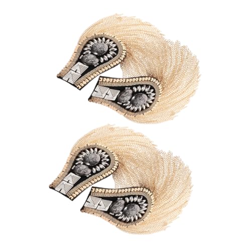 Tofficu 4 Stück Punk Schulterepauletten Goldene Metall Quasten Epauletten mit Ketten Fransen Schulter Schmuck für Damen Party Performance Zubehör von Tofficu