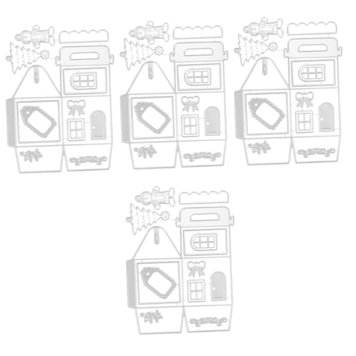 Tofficu 4 Stück Schneidwerkzeug weihnachtsdekoration Scherenwerkzeug Schablone Ornament Frohe Weihnachten Album-Stanzformen party DIY stanzformen Stahl mit hohem Kohlenstoffgehalt Silver von Tofficu