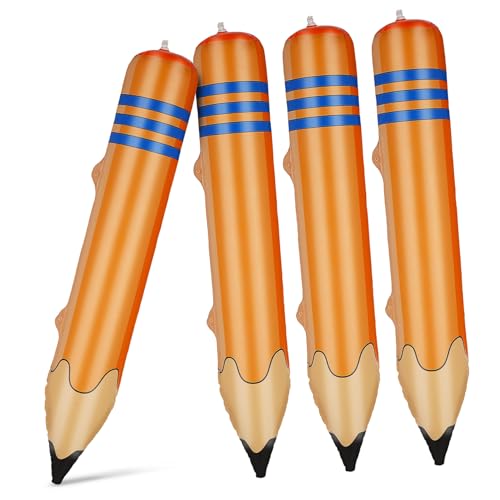 Tofficu 4 Stück Teiliges Aufblasbare Jumbo bleistifte Leichte Pvc schulanfang deko Schnell Aufblasbar Farbintensive Riesen buntstift requisiten für Party Klassenzimmer Zufällige Farbe von Tofficu