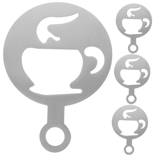 Tofficu 4 Stück Teiliges Edelstahl Kaffee Latte Art Schablonen Wiederverwendbar für Cappuccino Milchschaum DIY Kaffee Dekoration Leicht Tragbar für Latte Kuchen und Heiße Schokolade Tofficu 4 Stück Teiliges Edelstahl Kaffee Latte Art Schablonen Wiederverwendbar für Cappuccino Milchschaum DIY Kaffee Dekoration Leicht Tragbar für Latte Kuchen und Heiße Schokolade von Tofficu