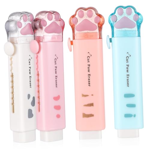 Tofficu 4 Stück Teiliges Kleine Einziehbare Radiergummis Katzenpfotenform Bunte Niedliche Gummi für Schule Büro Künstler Tofficu 4 Stück Teiliges Kleine Einziehbare Radiergummis Katzenpfotenform Bunte Niedliche Gummi für Schule Büro Künstler von Tofficu