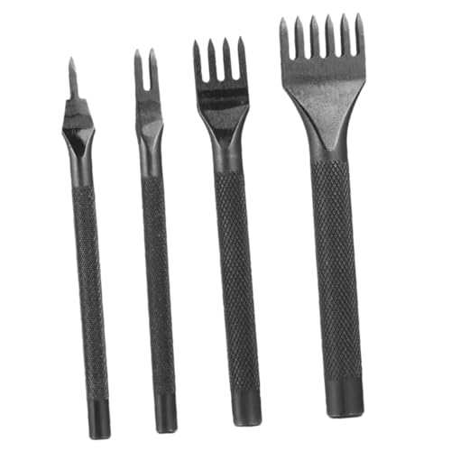 Tofficu 4 Stück Teiliges Lederlochzangen Schwarzem Rutschfestem Griff für DIY Lederhandwerk Langlebiges Lederstanzen und Nähwerkzeug für Präzises Stanzen und Nähen von Tofficu