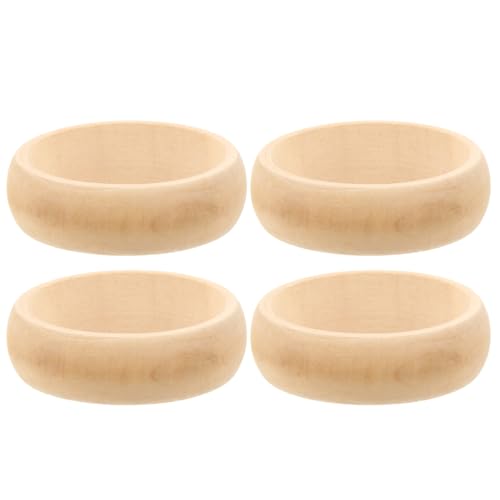 Tofficu 4 Stück Teiliges Naturbelassene Holzringe Rund Glatt Leicht DIY Bastelringe für Schmuckherstellung und Kinderhandwerk Geeignet von Tofficu