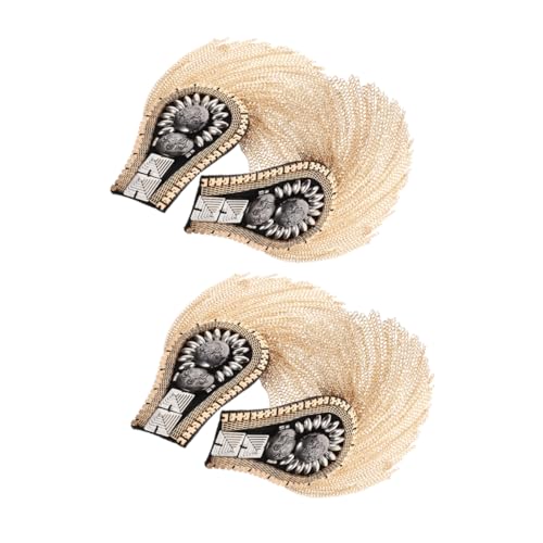 Tofficu 4 Stück Teiliges Punk Schulterepauletten mit Goldfarbenen Quasten und Nieten Retro Schulterabzeichen zum Aufstecken Schulterpolster für Jacken Kostüme und Steampunk Looks Tofficu 4 Stück Teiliges Punk Schulterepauletten mit Goldfarbenen Quasten und Nieten Retro Schulterabzeichen zum Aufstecken Schulterpolster für Jacken Kostüme und Steampunk Looks von Tofficu