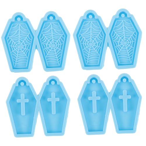 Tofficu 4 Stück Teiliges Silikon Schmuckform für DIY Epoxidharz Ohrringe Flexible Praktische Gießformen mit Einzigartigen Halloween Motiven für Kreative Anhänger und Handgefertigte von Tofficu
