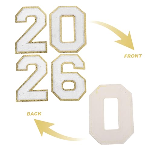 Tofficu 4 Stück Weiße Chenille Zahlen-patches mit Goldenem Rand Bügelbild Polyester Bestickte Aufnäher zum Aufbügeln für DIY Kleidung Hüte Rucksäcke für Schul Sportteam-uniformen Tofficu 4 Stück Weiße Chenille Zahlen-patches mit Goldenem Rand Bügelbild Polyester Bestickte Aufnäher zum Aufbügeln für DIY Kleidung Hüte Rucksäcke für Schul Sportteam-uniformen von Tofficu