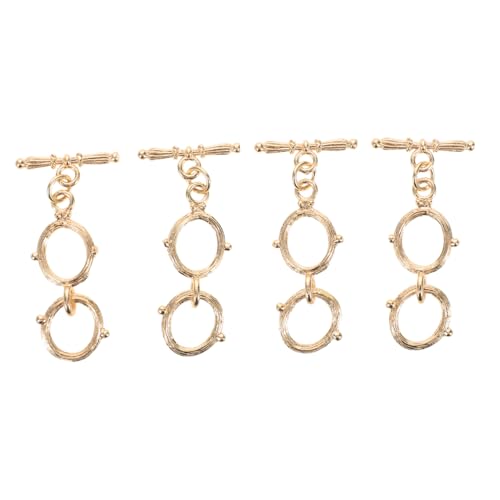 Tofficu 4 Stücke Kettenverlängerung Craft Toggle -Verschlüsse T-Bar-Verschlüsse Dekorative Kippverschlüsse Halskettenverschluss Halskette Kettenverschlüsse Schmuckverschlüsse Metall Golden von Tofficu
