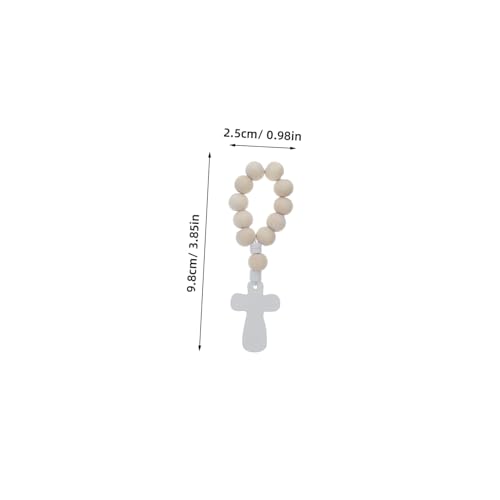 Tofficu 40 Sätze Teiliges Holzperlen rosenkranzarmbänder mit Kreuzanhänger für Taufe Shower Gastgeschenk Taufzubehör Traditionell Glatte Perlen Segensreich für Frauen und Männer von Tofficu