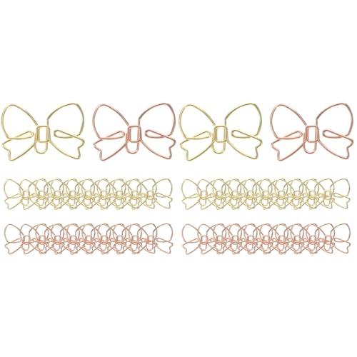 Tofficu 40 Stk BüRoklammern Mit Schleife, Dekorative Metall Paper Clips, Praktische BüRoklammern FüR BüRo, Schule Und Zuhause, Assorted Color, 3 X 2.2 Cm von Tofficu