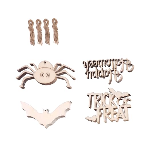 Tofficu 40 Stück Hölzerner Handwerks-Halloween-Anhänger gruselig Schild Herstellung Kugeln Dekorativ halloween party halloween dekoration Halloween -Ornamente Holzdekorationen für Partys von Tofficu
