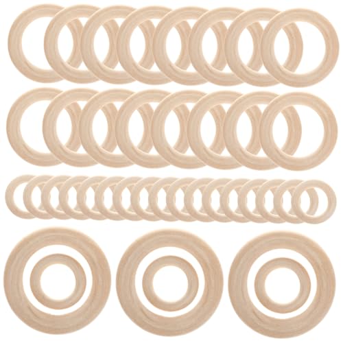 Tofficu 40 Stück Holzringe für Bastelprojekte Unbehandelte Holzringe für Diy Schmuck Makramee und Kreative Designs Langlebig und Vielseitig Einsetzbar von Tofficu
