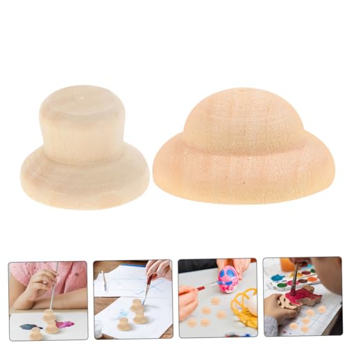 Tofficu 40 Stück Teiliges DIY Holzpuppen Hüte Unvollendet zum Bemalen Natürliche Holzfigur Zubehör für Gestalten Kreative Handarbeit für Malen und Dekoration von Tofficu