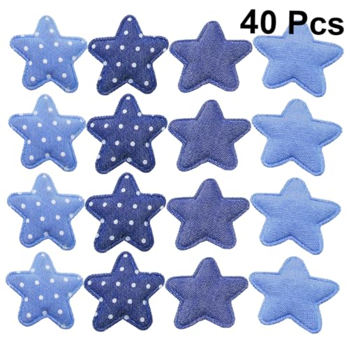 Tofficu 40 Stück Teiliges Denim Stern Patches zum Aufbügeln Robuste Stoffapplikationen für Rucksäcke Kleidung und DIY Dekoration Farblich Sortiert zum Reparieren und Zufällige Farbe von Tofficu
